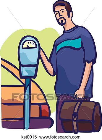 A man putting money into a parking meter View Large Illustration Stock Illustration - A man putting money into a parking meter. Fotosearch