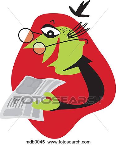 Stock Illustration - A man reading a newspaper. Fotosearch