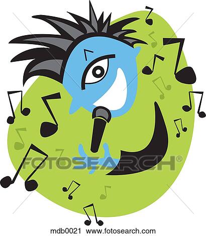 Clip Art - A man singing with a microphone. Fotosearch