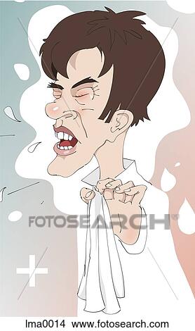 A man sneezing with a tissue View Large Illustration Stock Illustration - A man sneezing with a tissue. Fotosearch