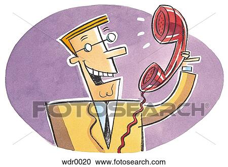 Clipart - A man talking on a telephone. Fotosearch