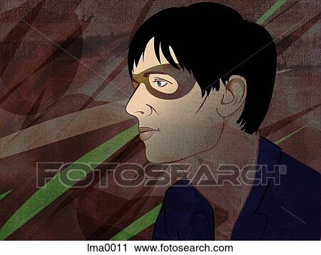 A man wearing a mask over his eyes View Large Illustration Clip Art - A man wearing a mask over his eyes. Fotosearch