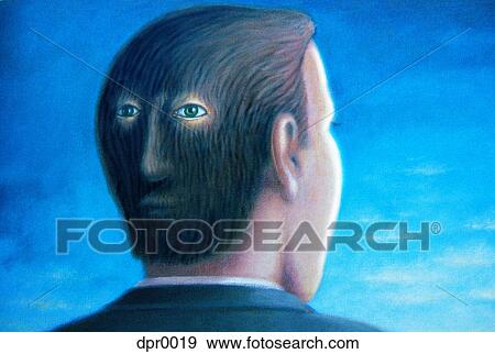 Stock Illustration - A man with a face on the back of his head. Fotosearch