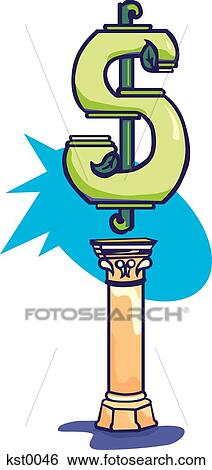 A money symbol on a pedestal View Large Illustration Stock Illustration - A money symbol on a pedestal. Fotosearch