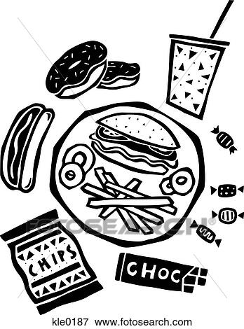 Stock Illustration - A montage of junk food. Fotosearch