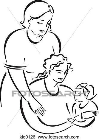 Stock Illustration - A mother and daughter and grandmother. Fotosearch