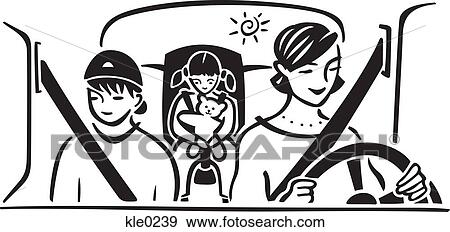A mother driving with her children View Large Illustration Stock Illustration - A mother driving with her children. Fotosearch
