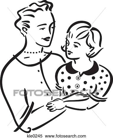 Stock Illustration - A mother holding her daughter. Fotosearch