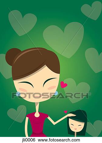 A mother patting her little daughter on the head View Large Illustration Stock Illustration - A mother patting her little daughter on the head. Fotosearch