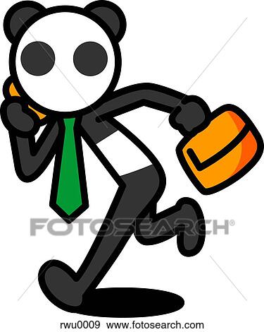 A panda businessman running with a suitcase and on his cell phone View Large Illustration Stock Illustration - A panda businessman running with a suitcase and on his cell phone. Fotosearch