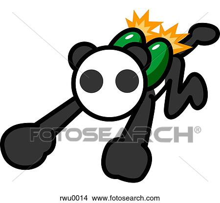 Stock Illustration - A panda flying with a jetpack. Fotosearch