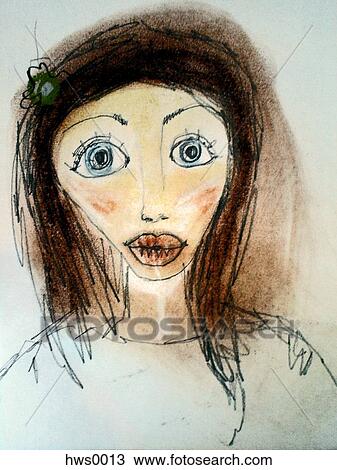 A pastel drawing of a woman View Large Illustration Drawing - A pastel drawing of a woman. Fotosearch