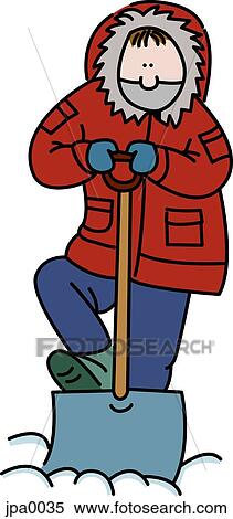 Stock Illustration - A person shovelling snow. Fotosearch
