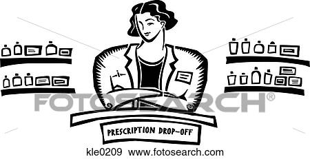 A pharmacist standing behind the counter of a prescription drop-off View Large Illustration Stock Illustration - A pharmacist standing behind the counter of a prescription drop-off. Fotosearch