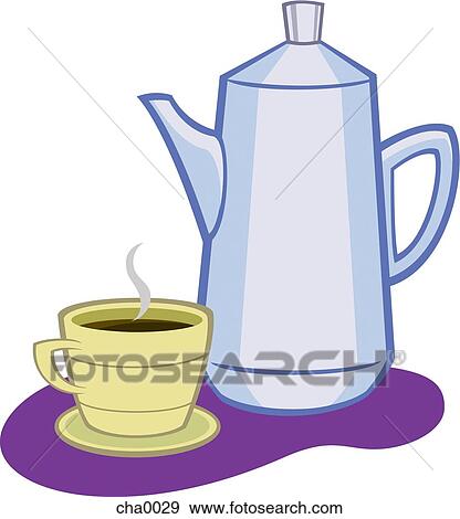 Stock Illustration - A pot and cup of coffee. Fotosearch