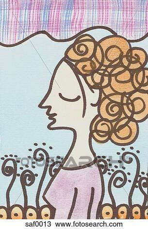 A profile of a woman View Large Illustration Drawing - A profile of a woman. Fotosearch