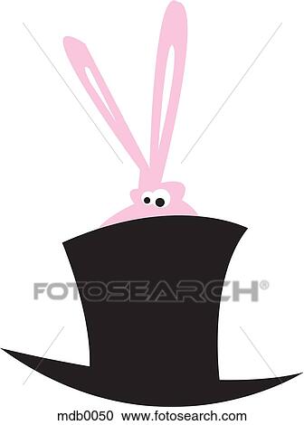 A rabbit hiding behind a top hat View Large Illustration Clipart - A rabbit hiding behind a top hat. Fotosearch