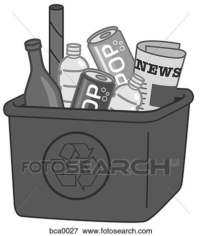 Stock Illustration - A recycling box full of recyclables. Fotosearch