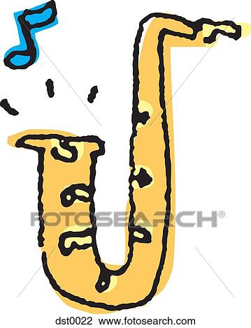 A saxophone View Large Illustration Drawing - A saxophone. Fotosearch