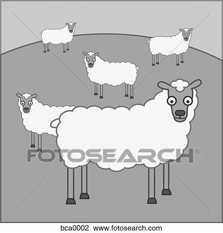 A sheep farm View Large Illustration Drawing - A sheep farm. Fotosearch