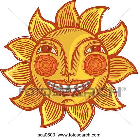 A smiling sun View Large Illustration Clipart - A smiling sun. Fotosearch