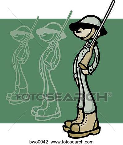 A soldier standing in a row of fading soldiers View Large Illustration Drawing - A soldier standing in a row of fading soldiers. Fotosearch