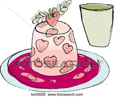 Stock Illustration - A strawberry jelly and a mold. Fotosearch