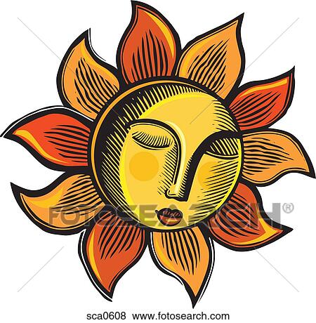 Stock Illustration - A sun with its eyes closed. Fotosearch