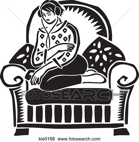 A teenage girl listening to music in an armchair View Large Illustration Stock Illustration - A teenage girl listening to music in an armchair. Fotosearch