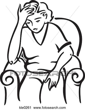 Clip Art - A tired woman in a chair. Fotosearch