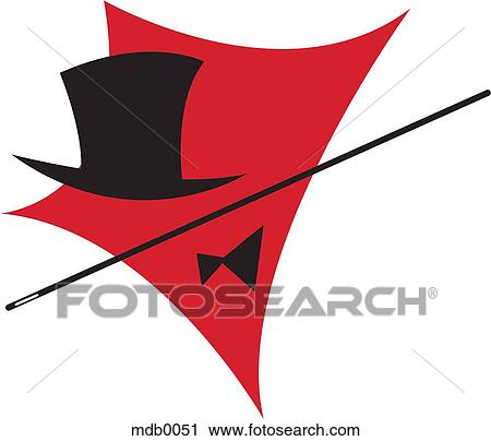 A top hat, bow tie and magicians wand View Large Illustration Clip Art - A top hat, bow tie and magicians wand. Fotosearch