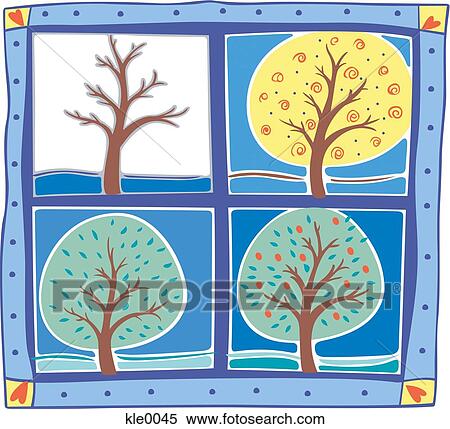 Stock Illustration - A tree in the four seasons. Fotosearch