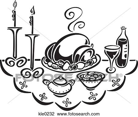 Drawing - A turkey dinner. Fotosearch