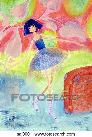 Clip Art - A watercolor painting of a young woman and a large suitcase. Fotosearch