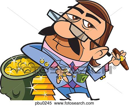 A wealthy man in flashy clothes standing with a pot and bars of gold View Large Illustration Stock Illustration - A wealthy man in flashy clothes standing with a pot and bars of gold. Fotosearch
