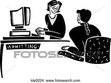 A woman admitting a patient at a hospital View Large Illustration Stock Illustration - A woman admitting a patient at a hospital. Fotosearch
