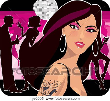A woman at a night club View Large Illustration Stock Illustration - A woman at a night club. Fotosearch