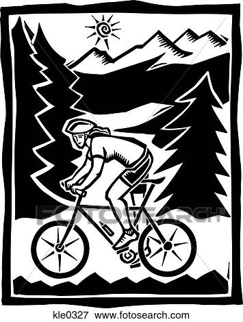 A woman biking with trees and mountains in the background View Large Illustration Stock Illustration - A woman biking with trees and mountains in the background. Fotosearch