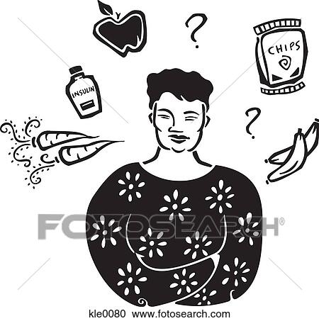 Clipart - A woman deciding what to eat. Fotosearch