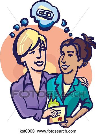 Drawing - A woman forming a connection with a mentor. Fotosearch