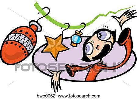 A woman hanging Christmas decorations View Large Illustration Drawing - A woman hanging Christmas decorations. Fotosearch