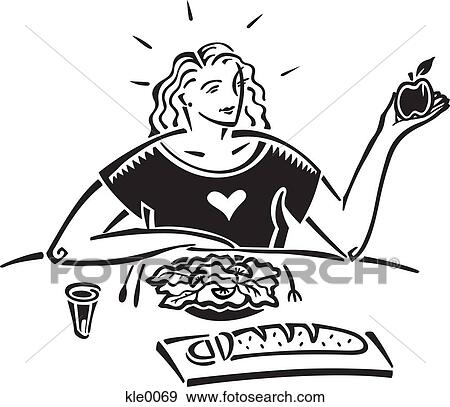 A woman having a healthy meal View Large Illustration Stock Illustration - A woman having a healthy meal. Fotosearch