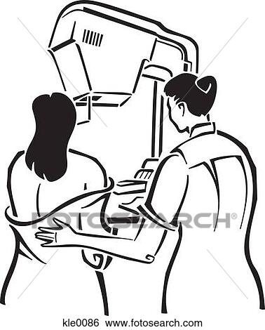 Stock Illustration - A woman having a mammogram. Fotosearch