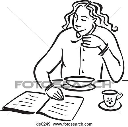 A woman having breakfast View Large Illustration Stock Illustration - A woman having breakfast. Fotosearch