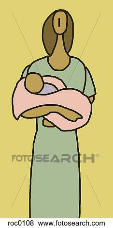 A woman holding a baby View Large Illustration Stock Illustration - A woman holding a baby. Fotosearch
