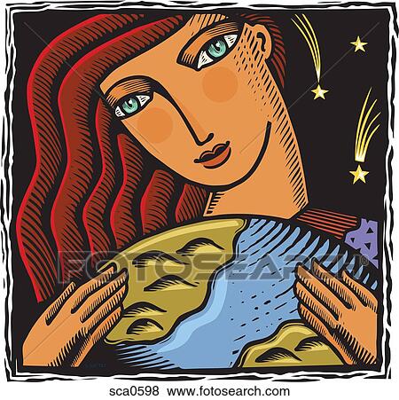 A woman holding the earth View Large Illustration Stock Illustration - A woman holding the earth. Fotosearch