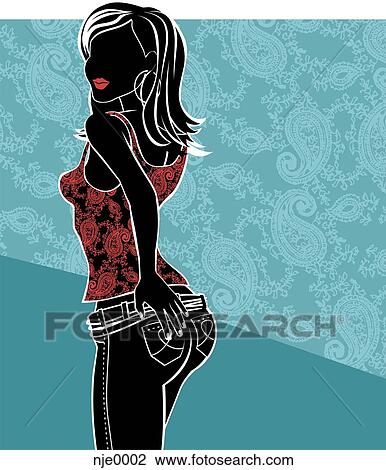 A woman in a sexy pose View Large Illustration Drawing - A woman in a sexy pose. Fotosearch