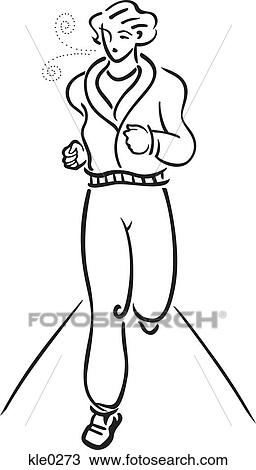 Drawing - A woman jogging outdoors. Fotosearch