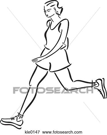 Stock Illustration - A woman jogging. Fotosearch