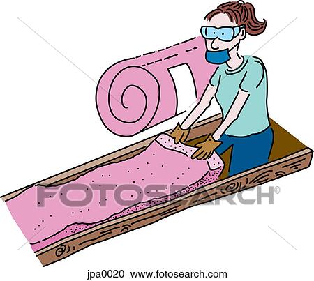A woman laying down insulation View Large Illustration Clipart - A woman laying down insulation. Fotosearch